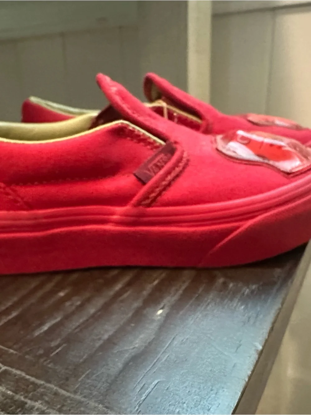 Vans Kids Red Slip-On Sneakers with Haribo Gummy Patch